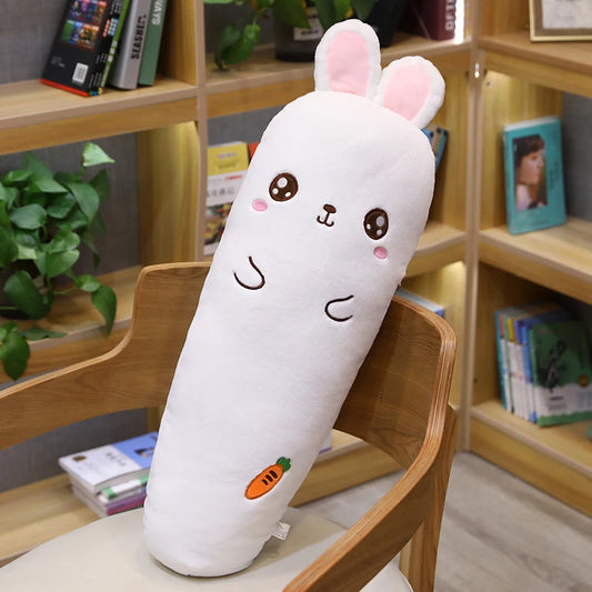 Long bunny plush sleeping pillow with cute ears and gentle character expression