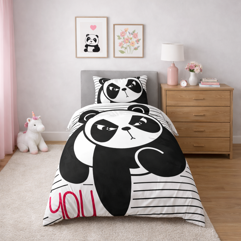 Angry panda duvet cover and pillowcase