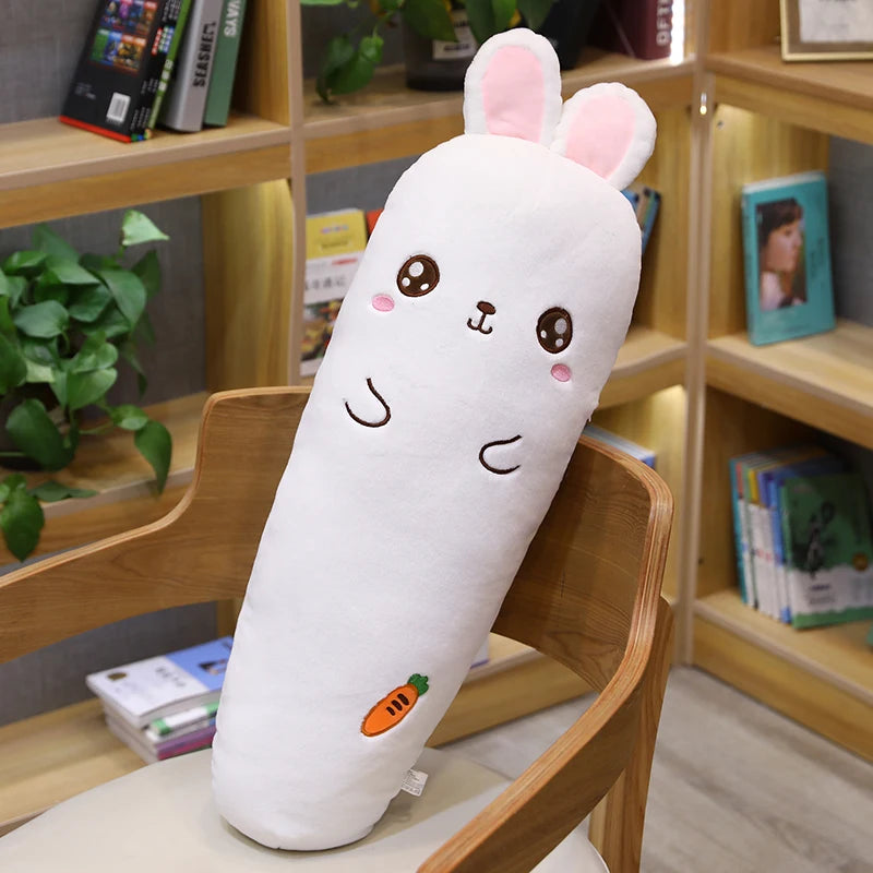 Long bunny plush sleeping pillow with cute ears and gentle character expression
