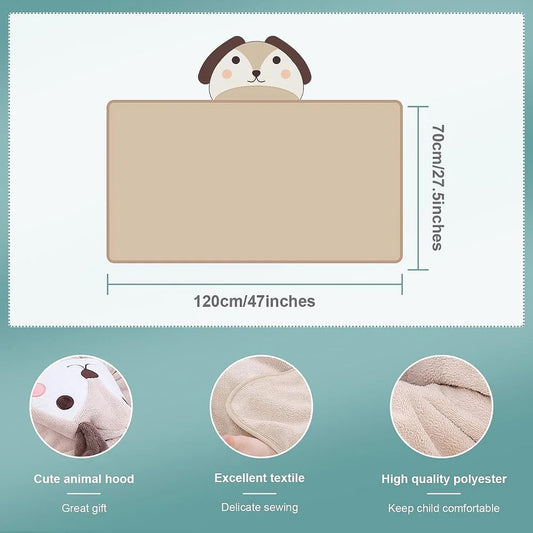Measurements and features for a kids hooded towel
