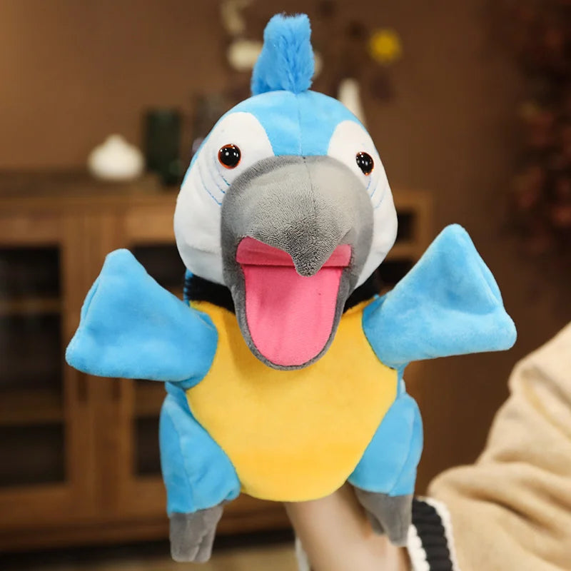 Plush toy parrot with a blurred background