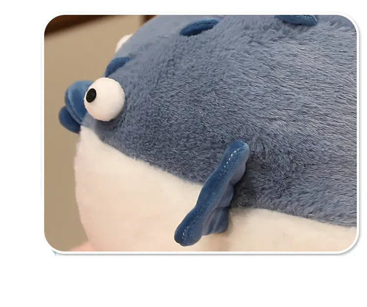 Close-up of a plush pufferfish showing detaining of the fin.