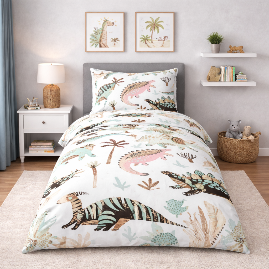 Dinosaur design duvet set with matching pillowcase